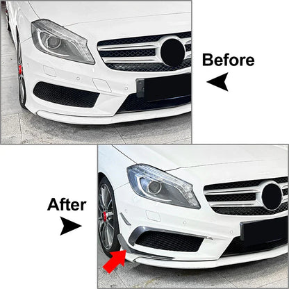 Glossy Black Front Bumper Side Air Vent Trims for Benz A Class (2013-2015)