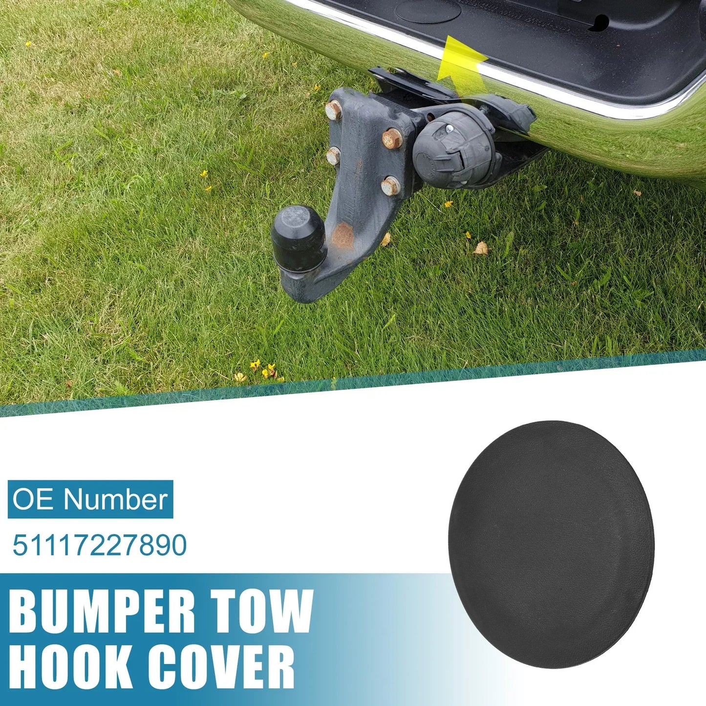 Car Rear Bumper Tow Hook Cover for Dodge Ram 1500-3500 (2010-2023) Black