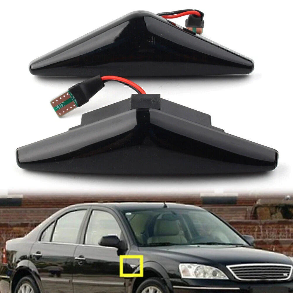 Dynamic Flow Black Marker Side Turn Signal LED Amber Lights for Ford Focus (1998-2004)