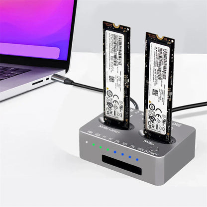 M.2 NVMe USB 3.2 2-Bay SSD Duplicator Dock for Hard Drive Cloning
