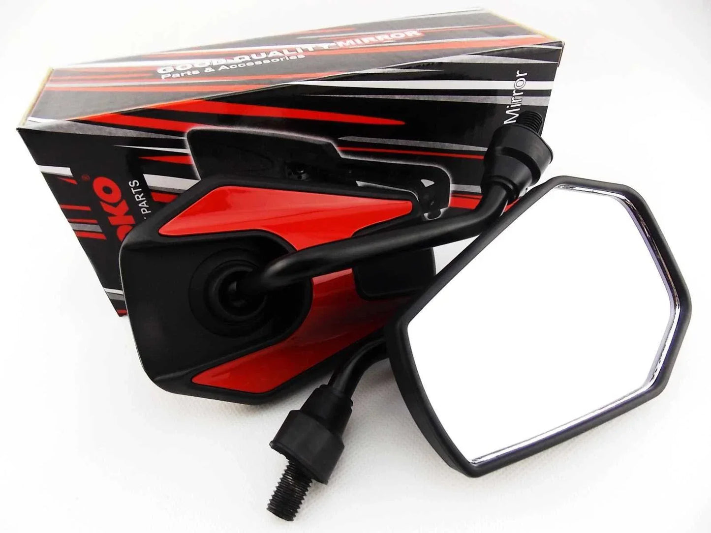 Black Red Hex Soko Mirrors for Yamaha WR450 (2003-2015)