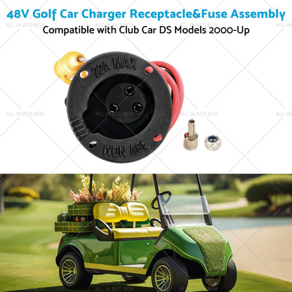 48V Golf Car Charger Receptacle & Fuse Assembly for Club Car DS (2000-Up)