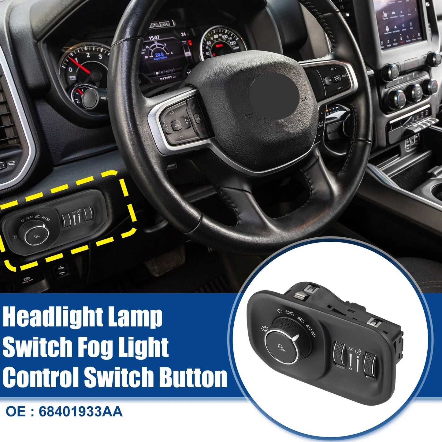 Headlight Lamp Switch Button for Dodge RAM 1500 2500 3500 (2013-2018)