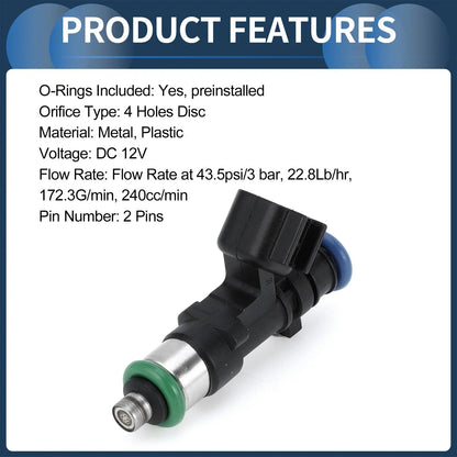 Fuel Injector Set for Dodge Avenger R/T 2008-2010 2.7L 3.5L Black 6 x Pcs