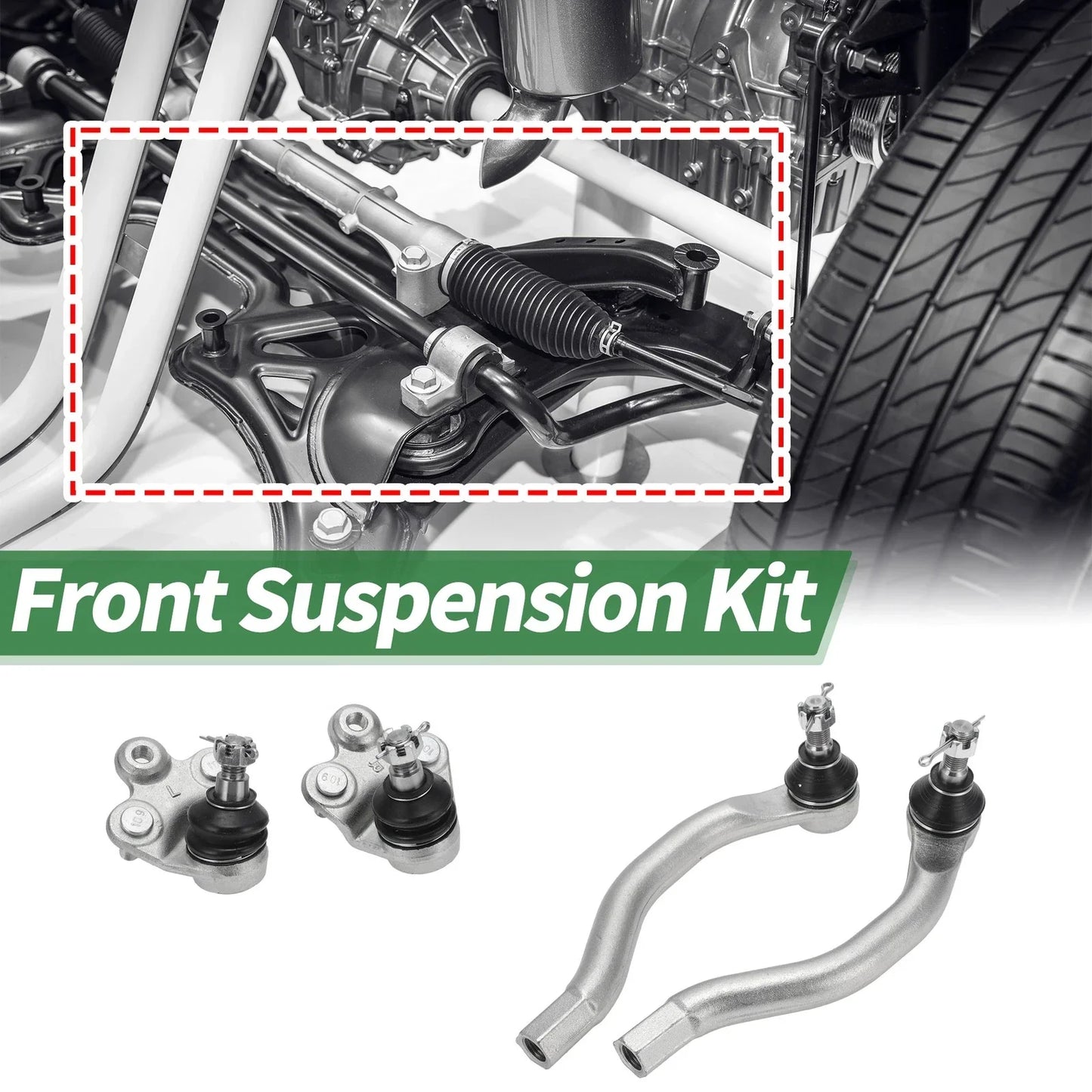 4 Pcs Front Suspension Kit Outer Tie Rod Ends Lower Ball Joints for Honda Civic (2006-2011)