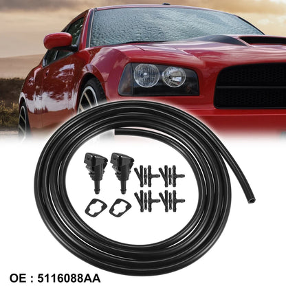 2 x Windshield Washer Nozzles & 1.8m Hose Kit for Dodge Neon (2000-2005)