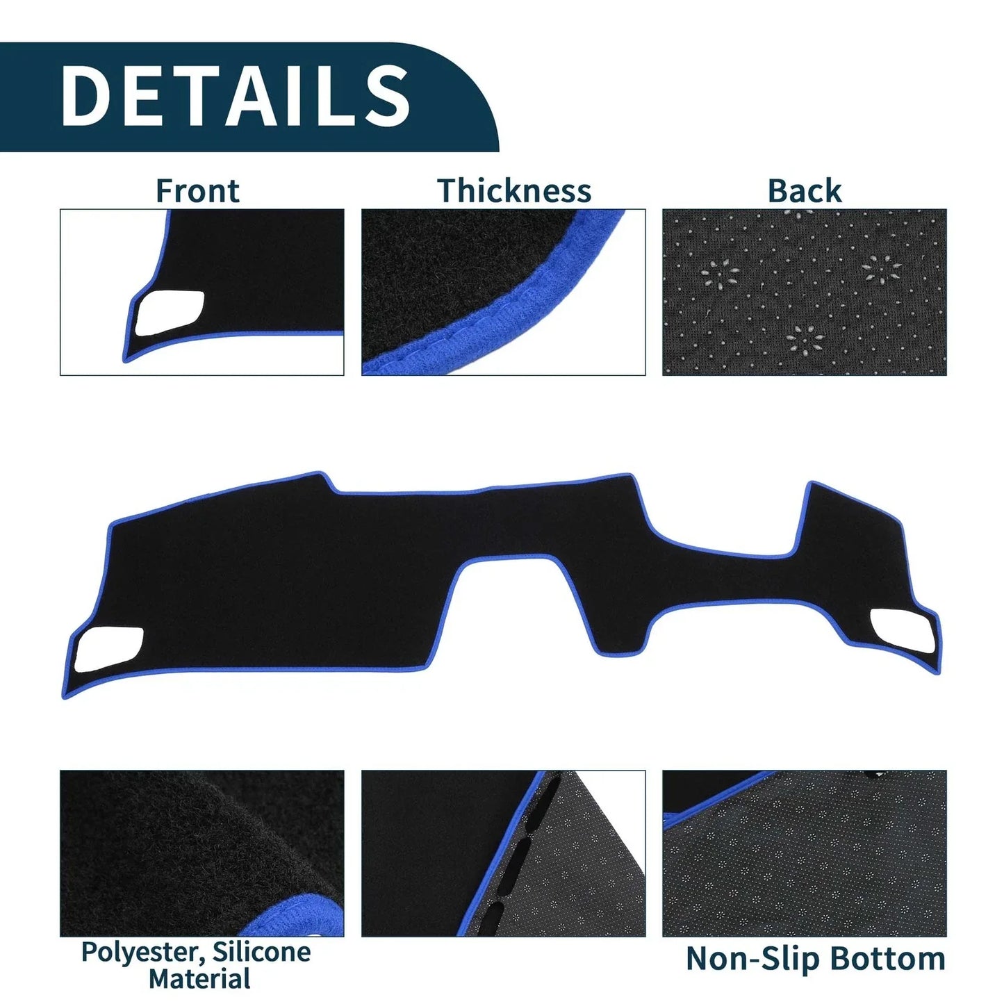 Dashboard Cover Mat for Honda Accord CY2 Sun Protector Pad Black Blue