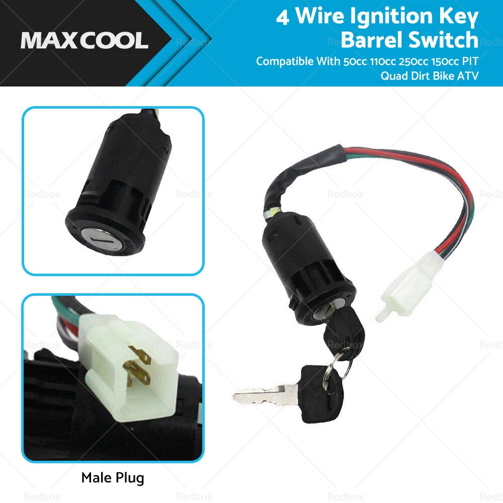 4 Wire Ignition Key Barrel Switch for Quad Dirt Bike ATV 50cc-250cc