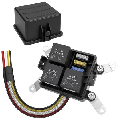 12V 3 Way Waterproof Fuse Relay Box & Blade Fuses for Cars, Marine, Boat