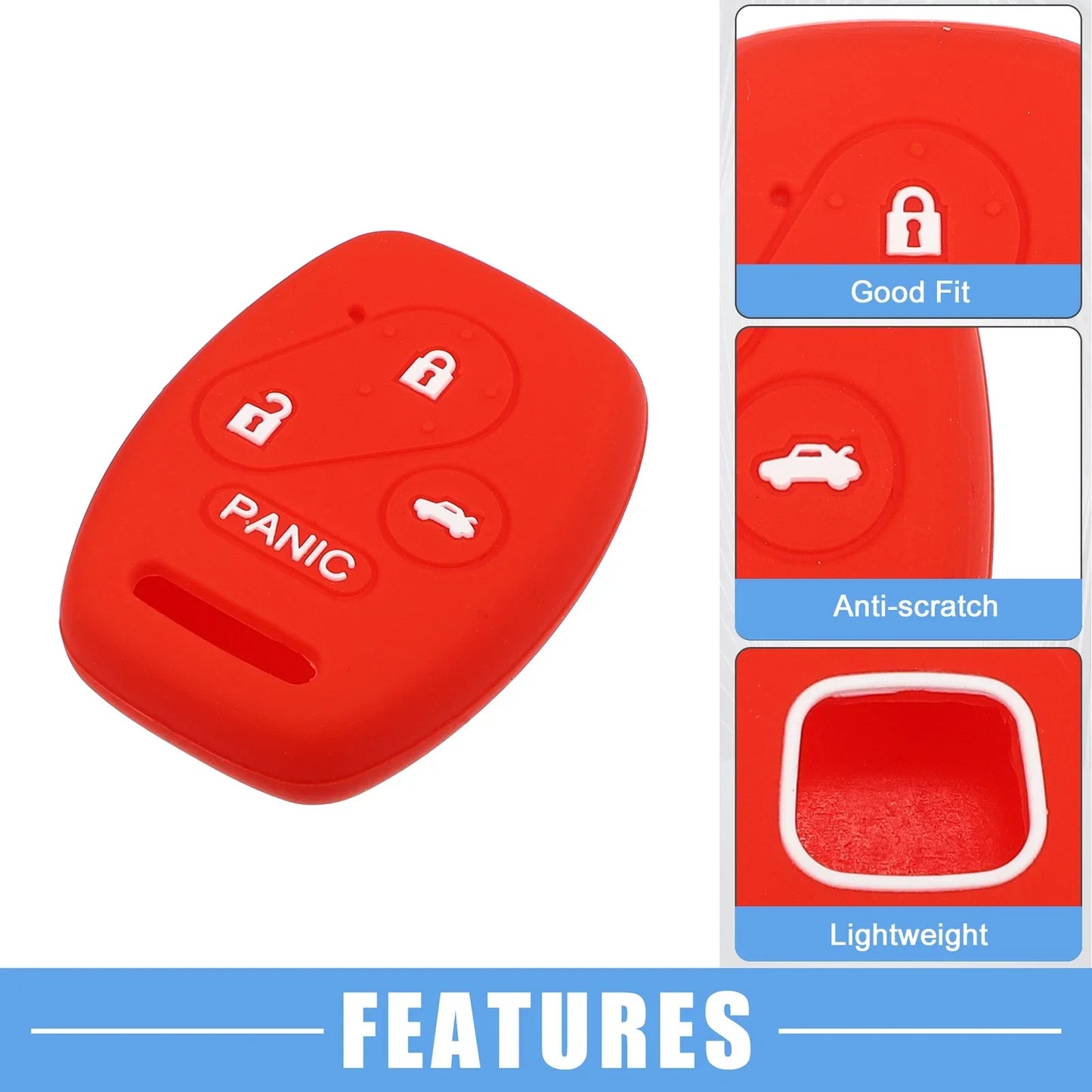 Smart Key Fob Cover for Honda Accord Civic CR-V Pilot Black Red (2 x)