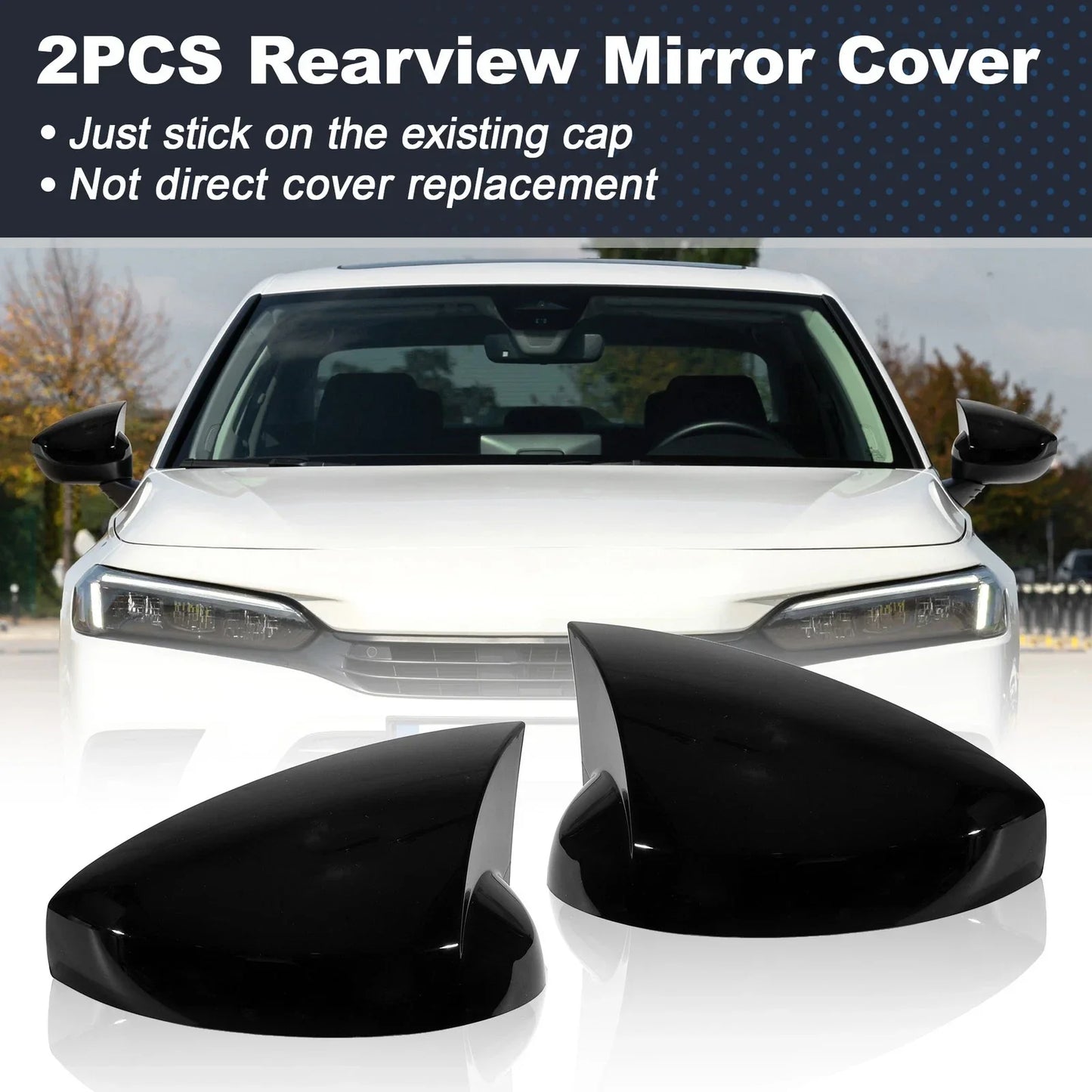 2 x Left & Right Ox Horn Wing Mirror Covers for Honda Civic (2022-2025)