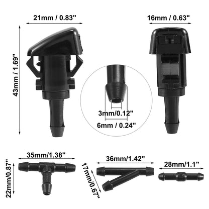 2 x Windshield Washer Nozzles & 1.8m Hose Kit for Dodge Neon (2000-2005)