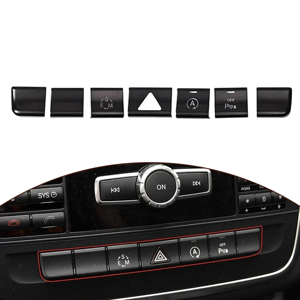 Center Console Button Trim Sticker 7Pcs for Mercedes-Benz