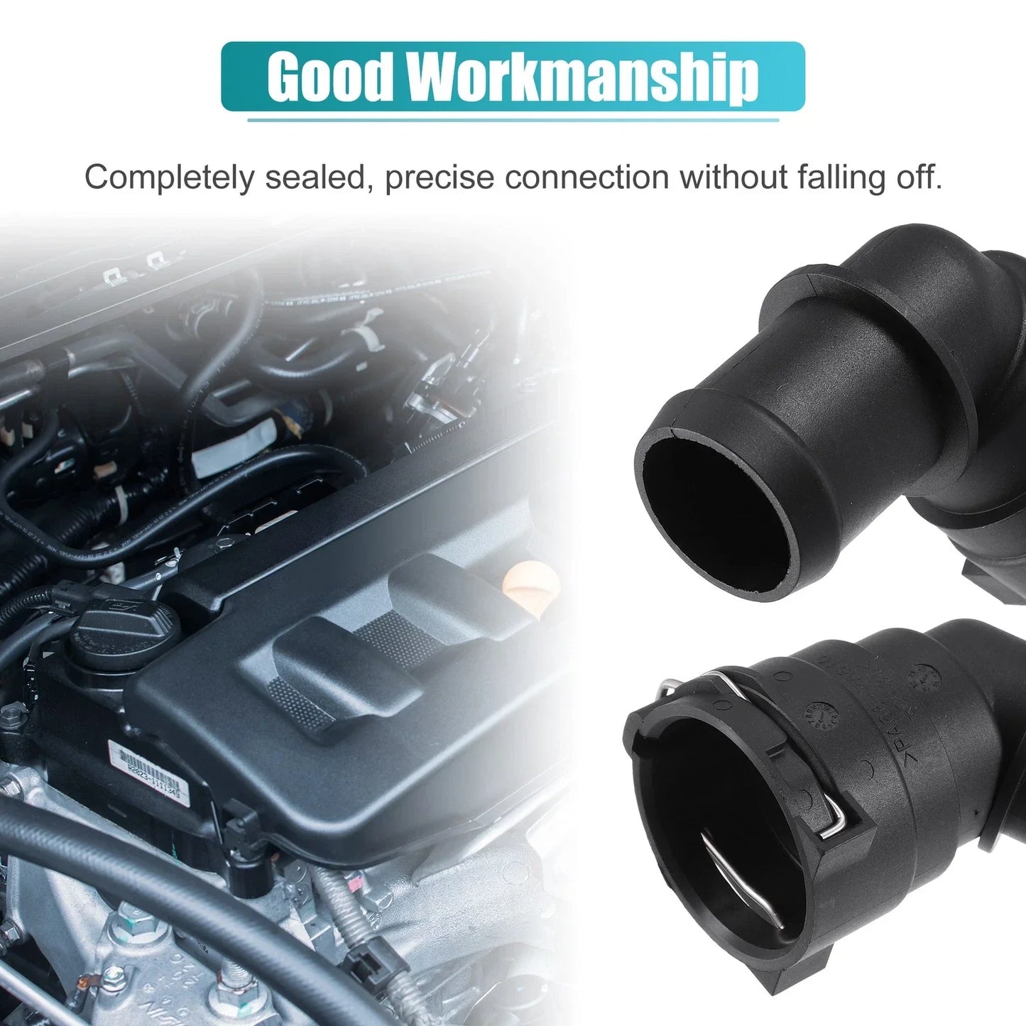 Engine Coolant Hose Connector for Honda Accord (2003-2007) - Plastic Black