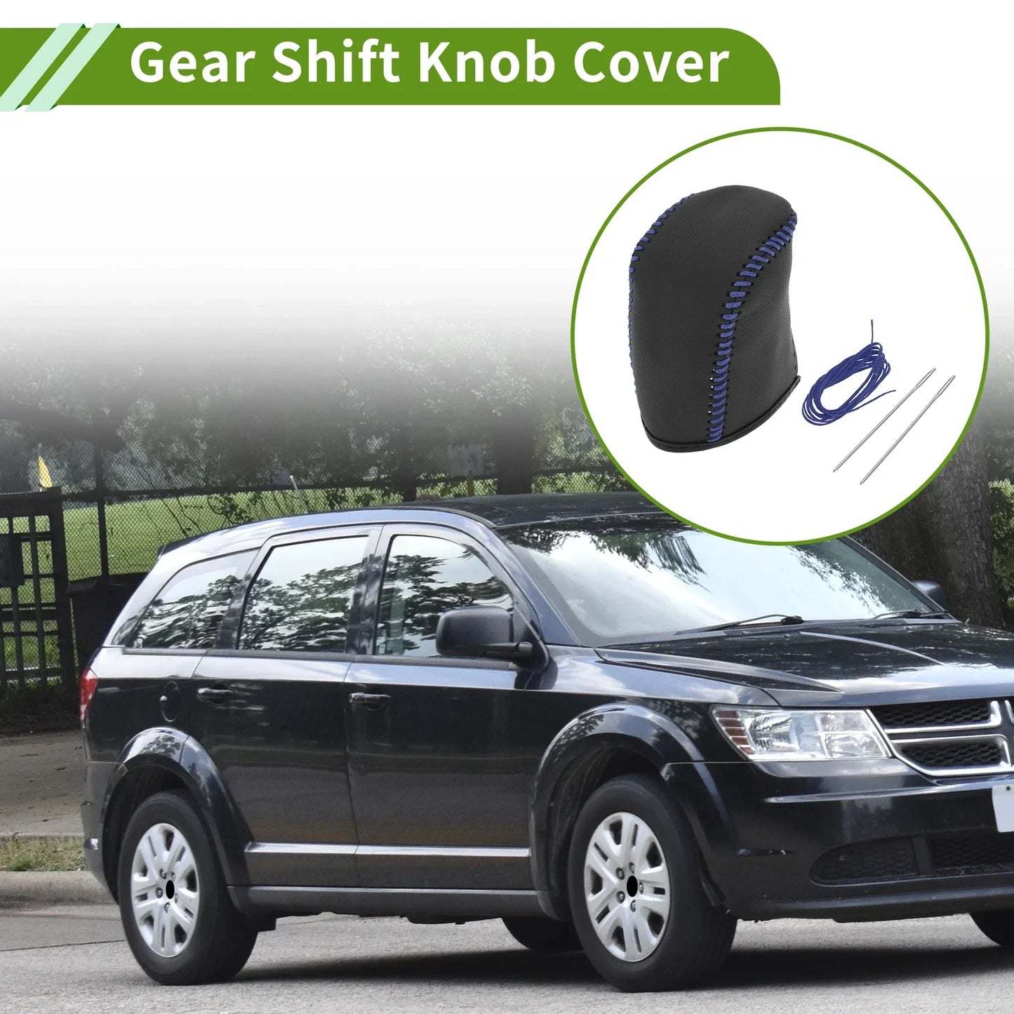 Car Gear Shift Knob Cover for Dodge Journey 2011-2020 - Blue Faux Leather