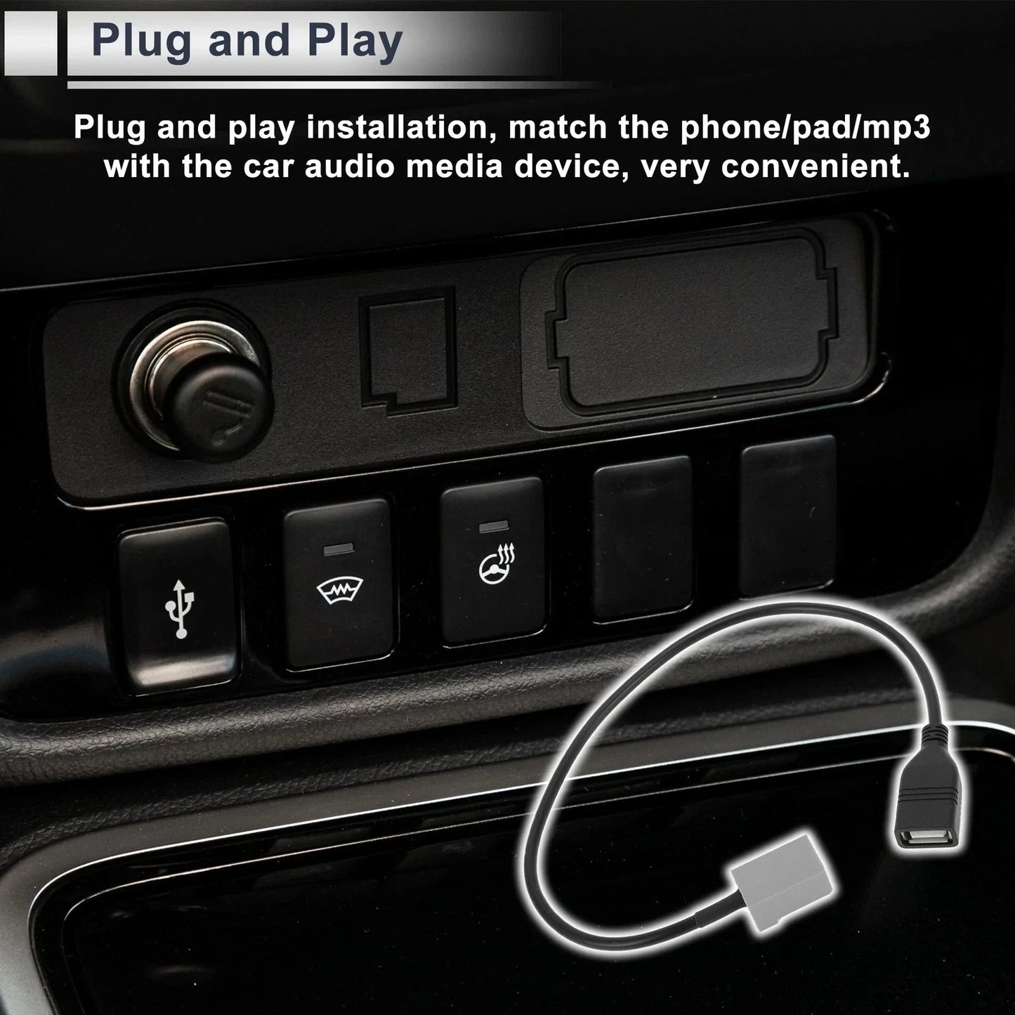 Audio Aux Adapter Cable for Honda Stereo Radio USB to MP3
