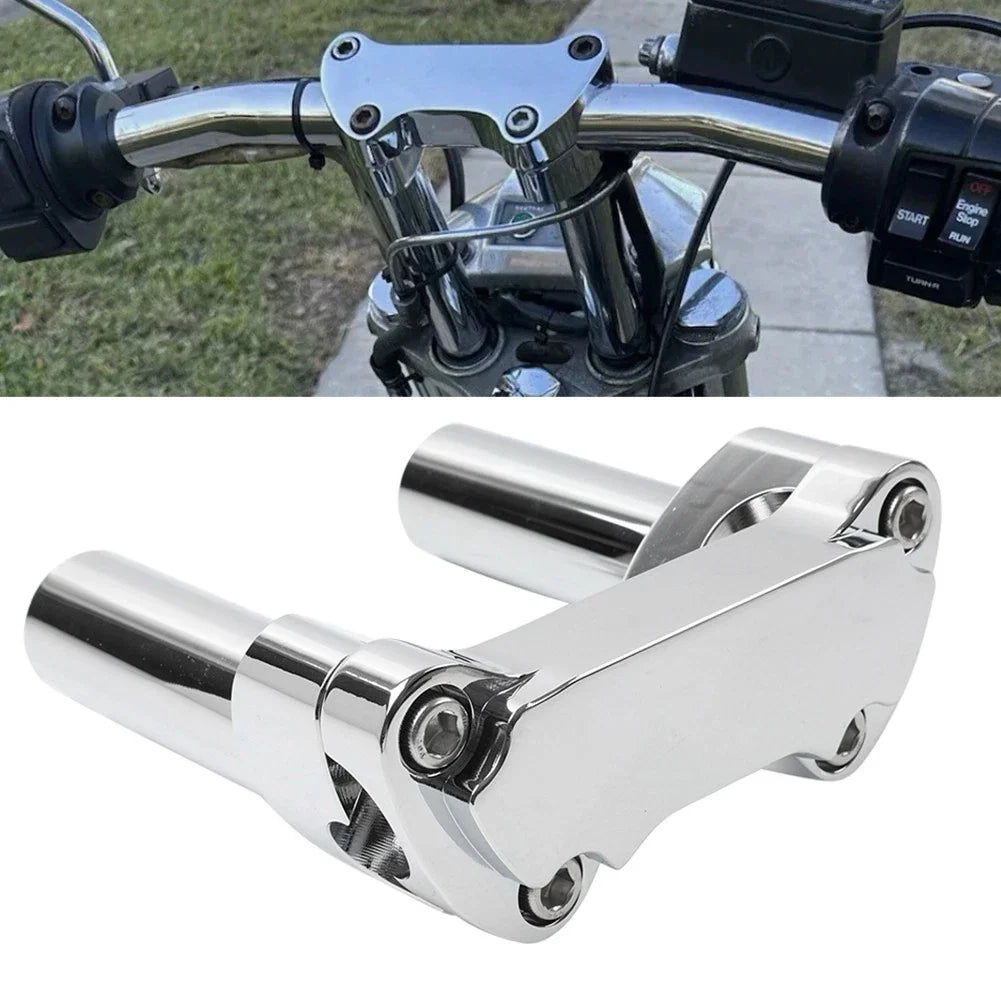 Chrome 4" Risers 1" Handlebar Clamp for Harley Fat Boy, Low Rider, Softail