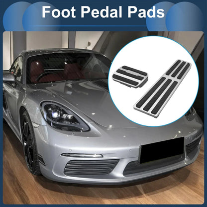Foot Accelerator Pedal Covers for Porsche 718/911 (2016-2023) - Silver Tone