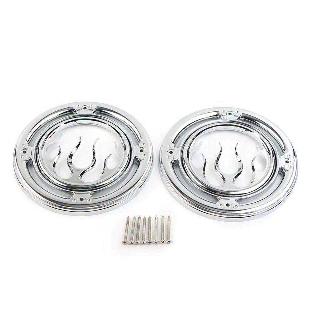 Chrome Rear Speaker Accent Trim Covers for Harley Electra Street Tri Glide