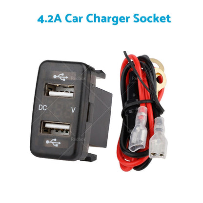 USB Car Charger Socket Voltmeter for Toyota Hilux, Prado, Camry, RAV4 (2007-2023)