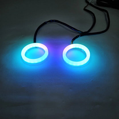 90MM RGB Phone Control Angel Eye Halo Rings Headlight DRL for Car