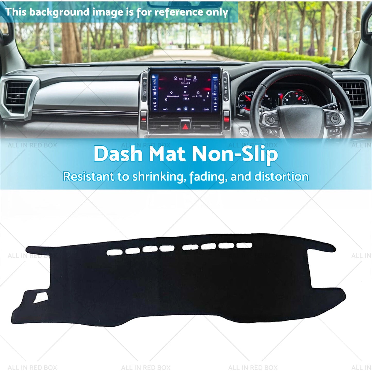 Non-Slip Dash Mat Cover for Toyota Hilux (2020-2024) Black