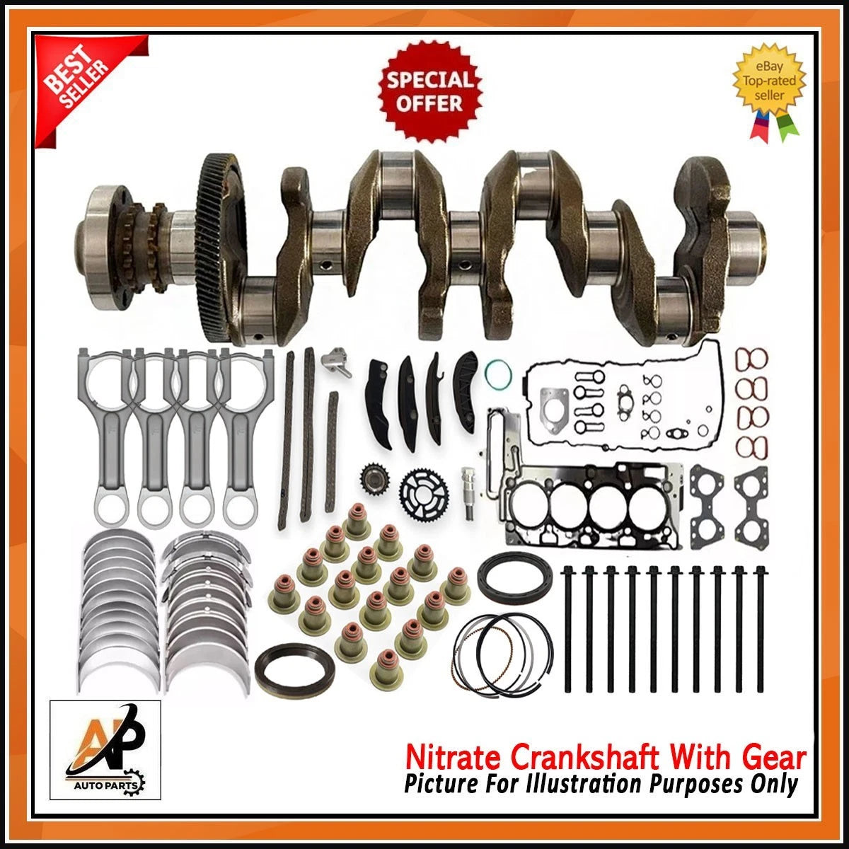 Crankshaft with Gear and Engine Rebuild Kit for BMW N47 2.0 Diesel (2009–2016)