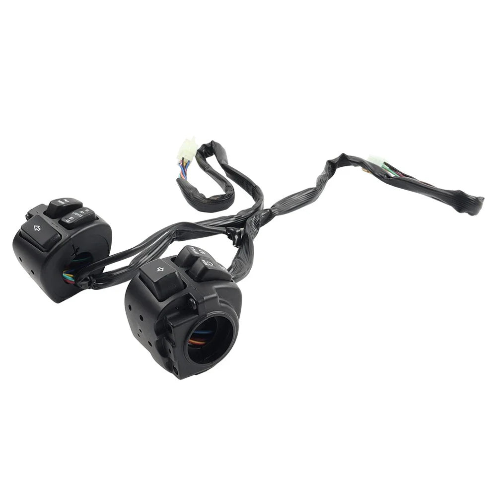Black Motorcycle Handlebar Control Switches & Wiring Harness for Harley Dyna Vrod