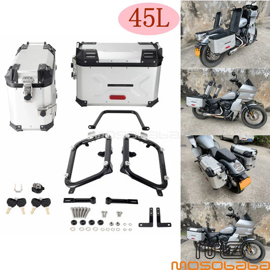 Aluminum Saddlebags Luggage w/Brackets for Harley Softail FXBB FXBBS (2018-2023)