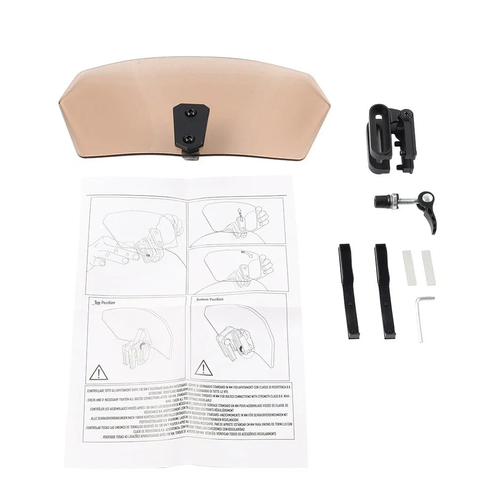 Universal Adjustable Clip-On Windshield Air Deflector - Smoke & Black