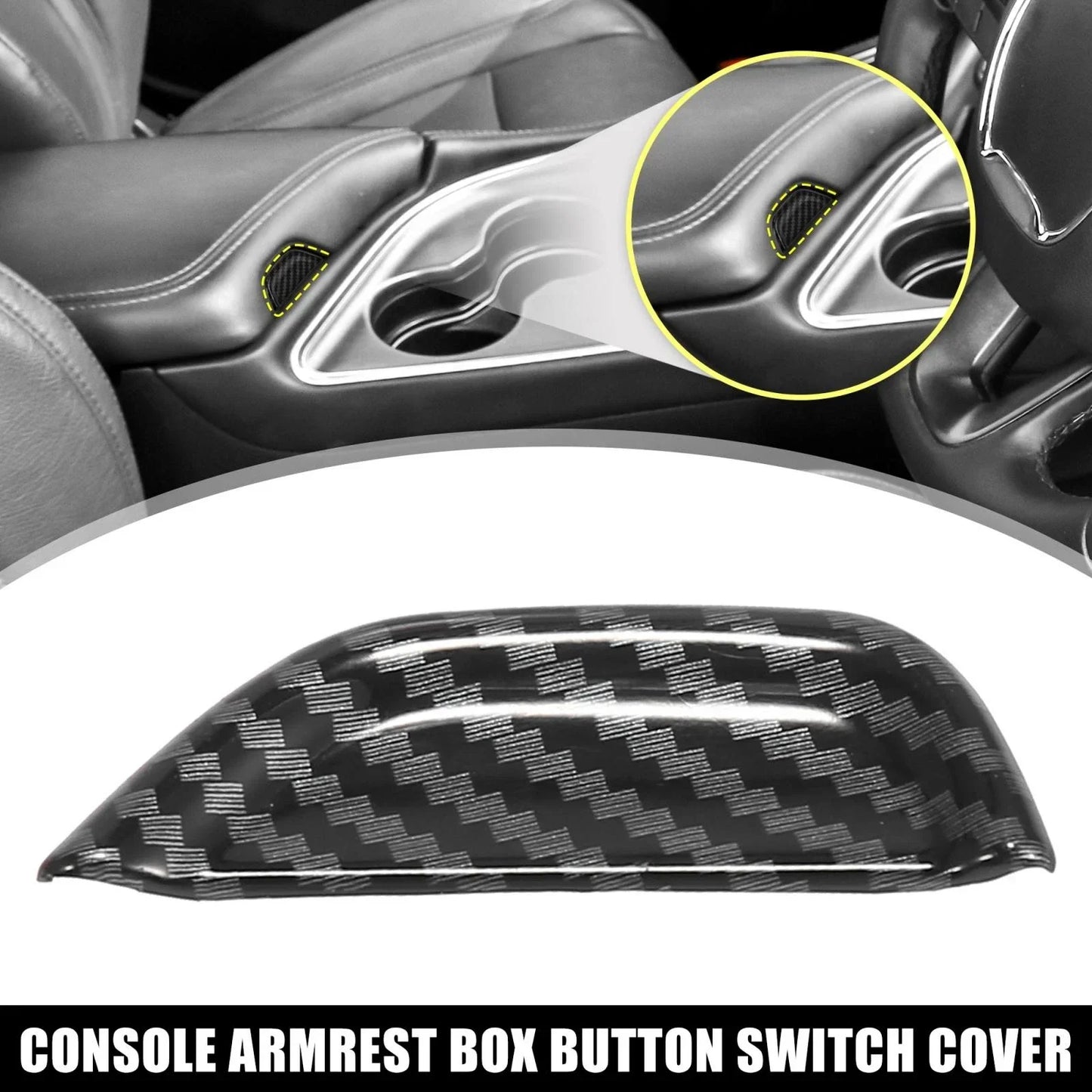 Carbon Fiber Armrest Box Button Switch Cover for Dodge Challenger (2015-2020)