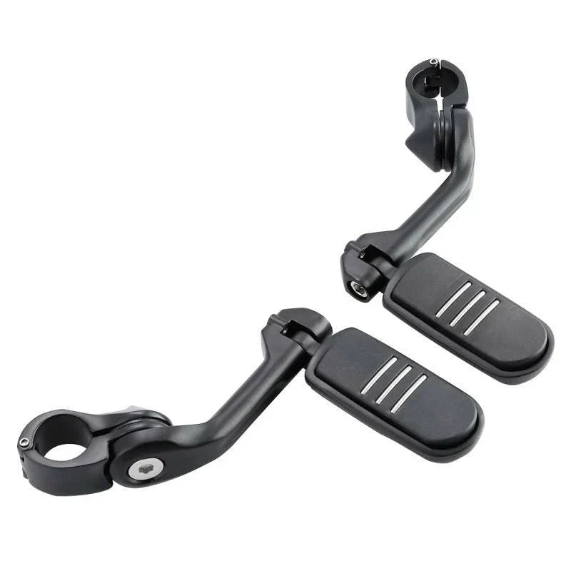 1 1/4" Long Angled Matte Black Highway Engine Guard Footpegs for Motorcycle