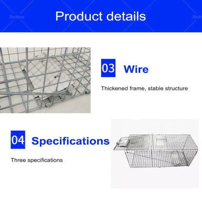 Humane Animal Cage Trap for Possum, Rabbit, Cat, Rat, Fox, Koala (79-28-33cm)
