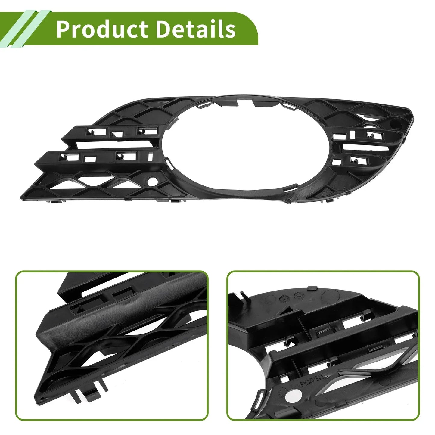 Front Right Fog Light Grill for Mercedes Benz E-Class (2003-2009) Black