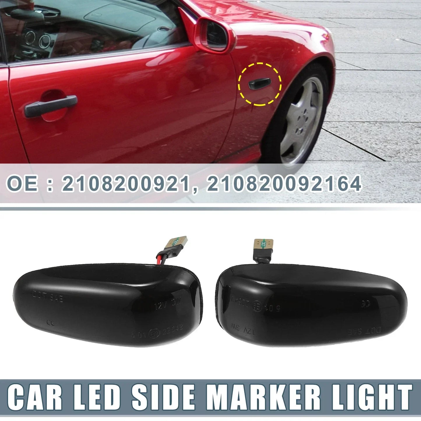 2 x Car LED Side Marker Amber Lights for Mercedes-Benz CLK320 (1998-1999)