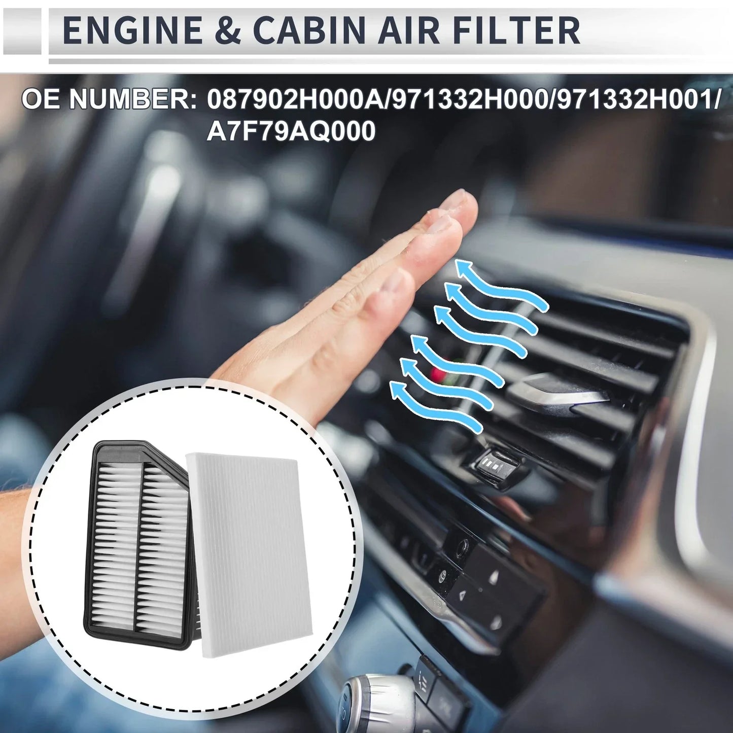 Engine Cabin Air Filter Combo Set for Hyundai Elantra (2014-2016)