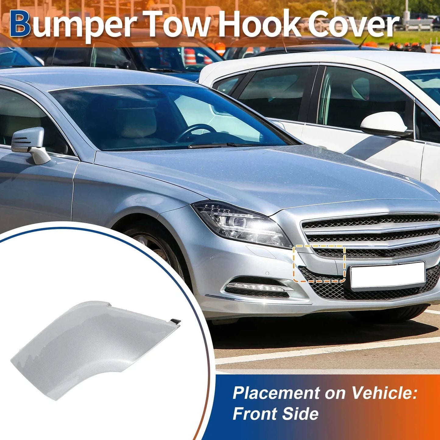 Front Car Bumper Tow Hook Cover for Mercedes-Benz CLS (2012-2018) Silver Tone