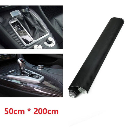 50x200cm Car 3D Matt Black Carbon Fiber Vinyl Wrap Roll Sticker Decal
