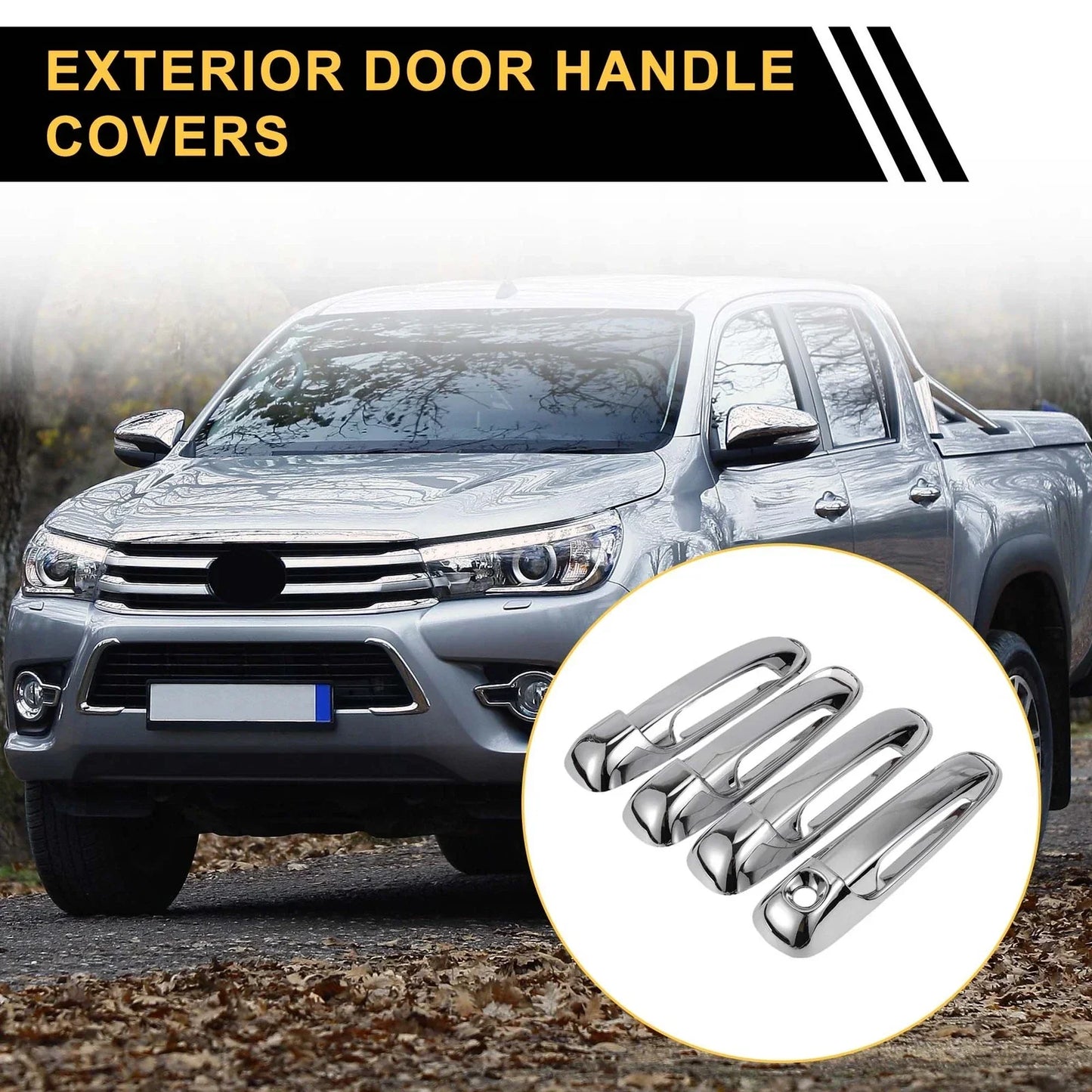 Car Door Handle Protector Set for Dodge Ram 1500 (2002-2008) Silver Tone