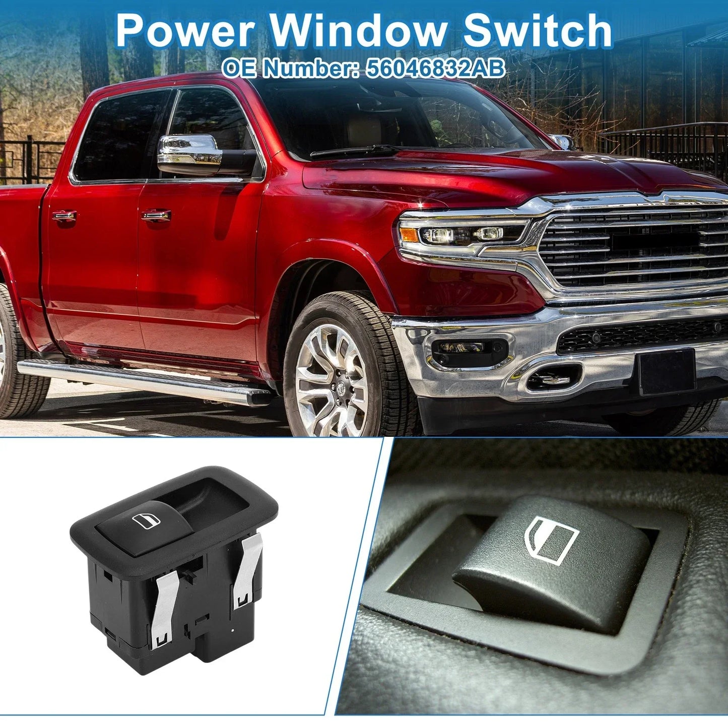 Rear Power Window Switch for Ram 1500 2500 3500 (2016-2018)