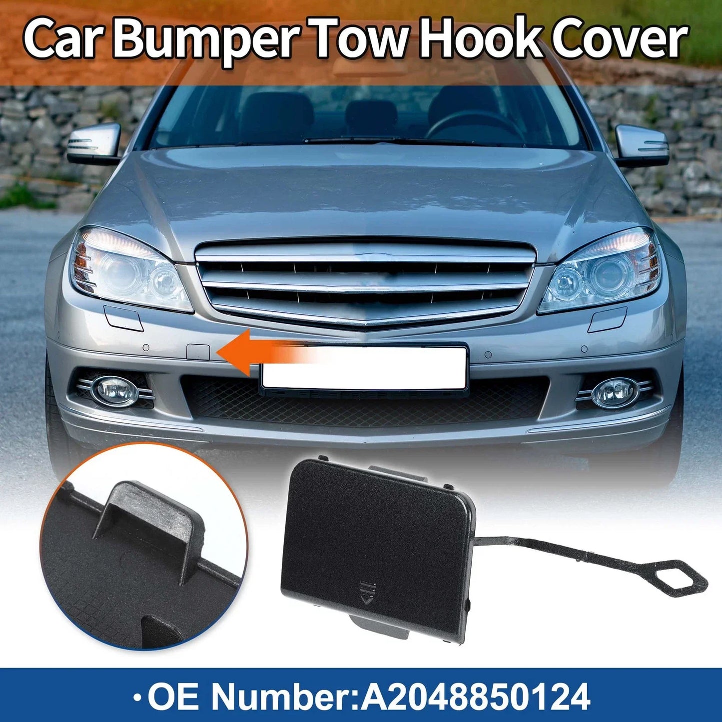 Front Car Bumper Tow Hook Cover for Mercedes-Benz C-Class (2007-2014)