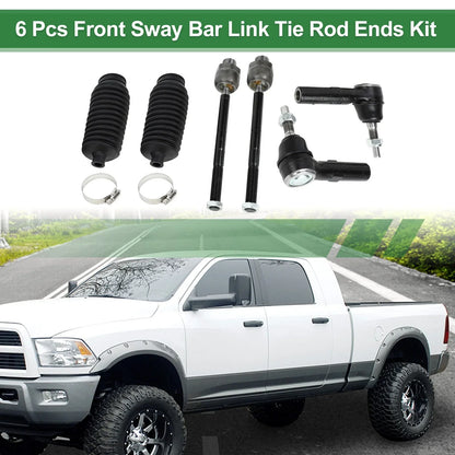 6pcs Front Suspension Kit Tie Rod Ends with Boots for Dodge Dakota (2005-2011)