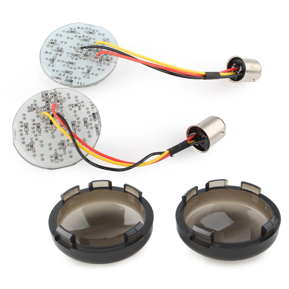 LED Rear Turn Signal Smoked Lens Covers for Harley Dyna Touring Softail
