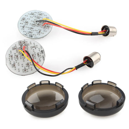 LED Rear Turn Signal Smoked Lens Covers for Harley Dyna Touring Softail