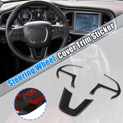 Black Inner Steering Wheel Cover Trim Set for Dodge Challenger Charger (2015-2020)