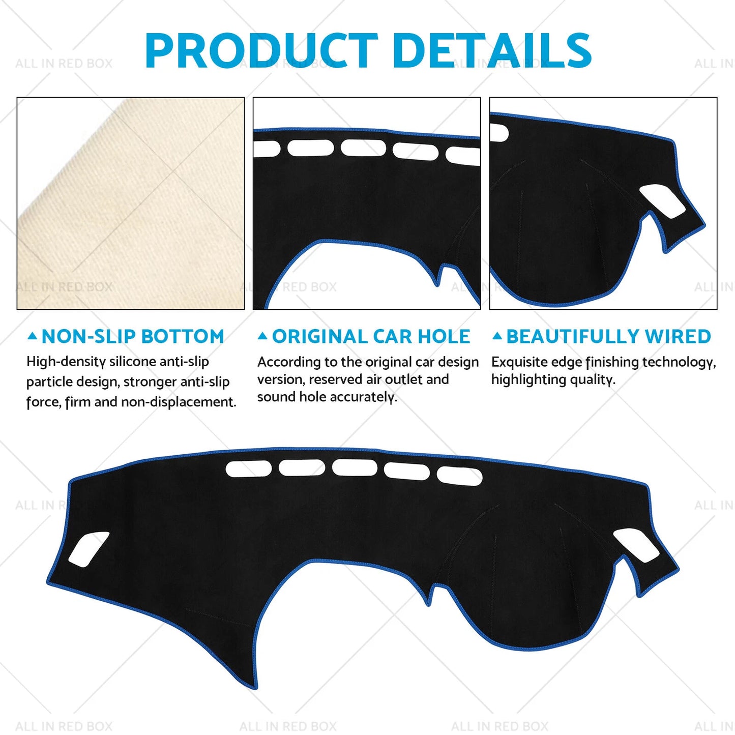 Non-Slip Dash Mat Cover for BMW 1 Series F20 (2012-2017) Black Blue