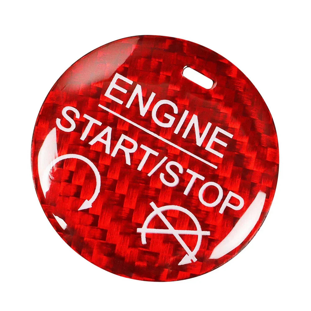 Carbon Fiber Red Engine Start Stop Button Cover Trim for Ford Mustang (2015-2022)
