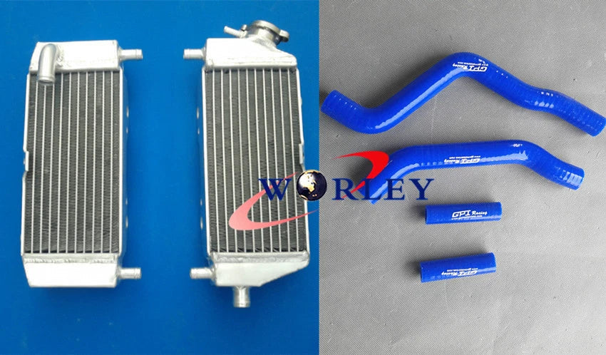 Aluminum Radiator & Blue Hose for Kawasaki KX125 KX 125 (2003-2008)