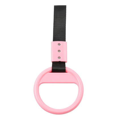 PVC Plastic Black & Pink Round Ring Handle Strap for Train Bus Charm