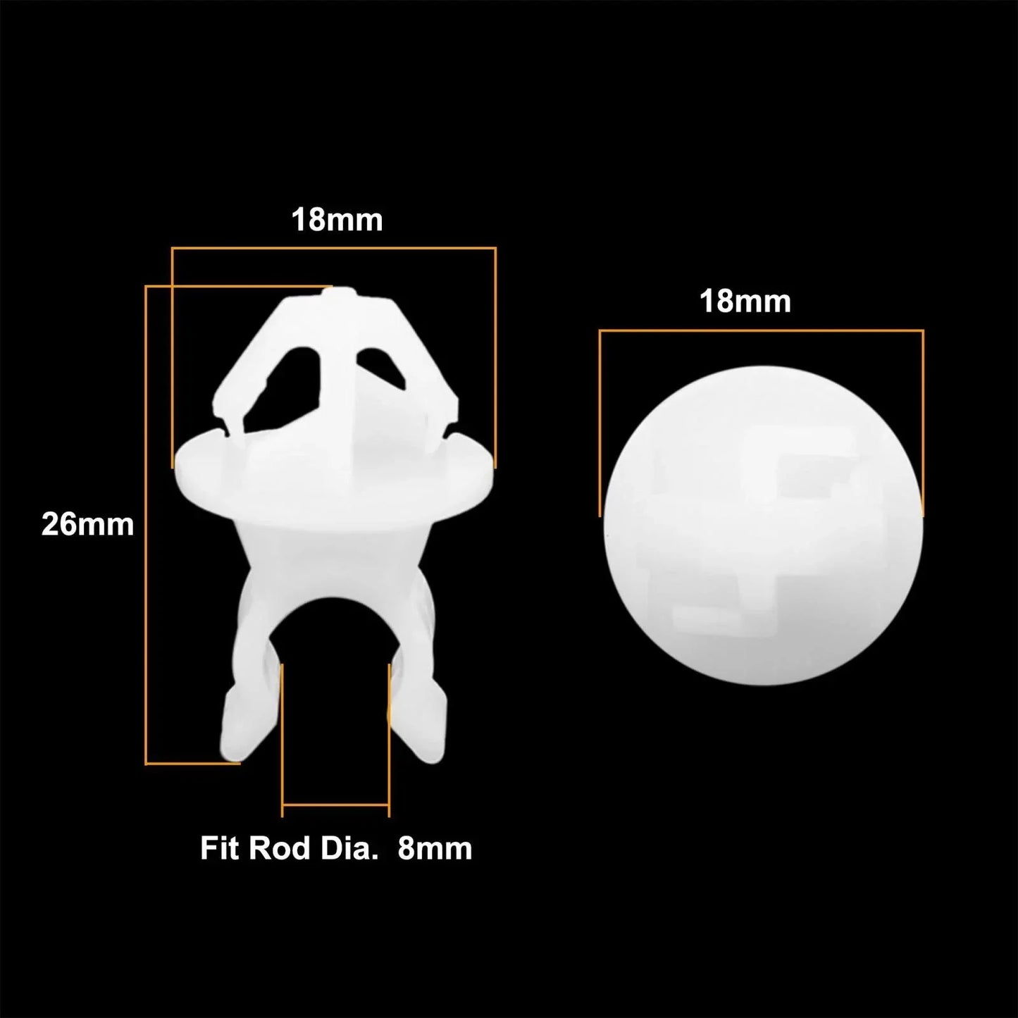 Hood Prop Rod Support Rivet Clips 14 x 11mm White 5 x for Honda